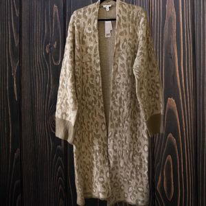 𝅺TOPSHOP Beige Leopard Print  Open Front Duster Cardigan, size S